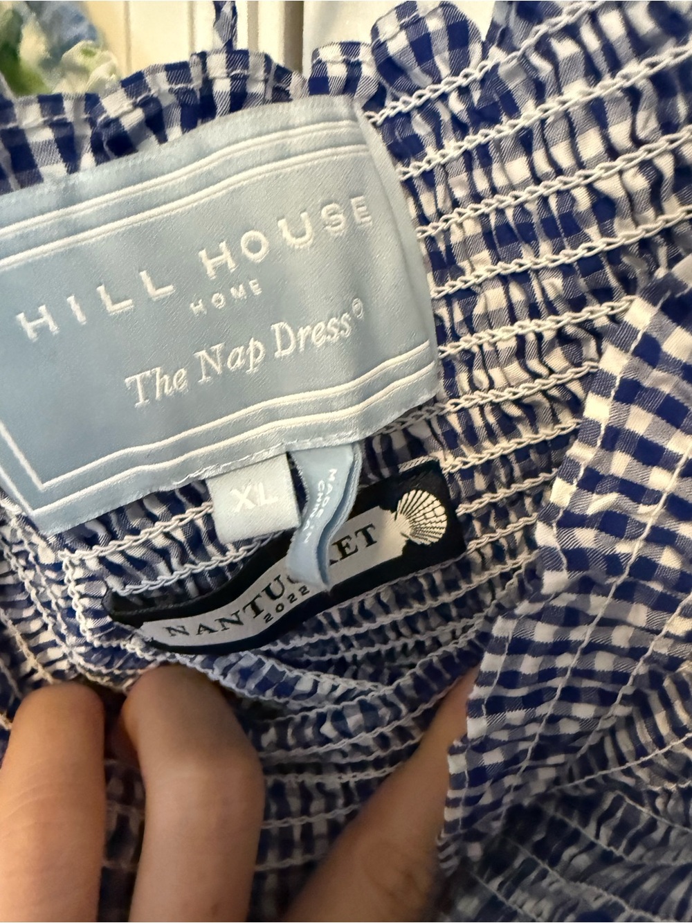 Hill House Nantucket Blue Gingham Smocked Puff Sleeve Dress - Picture 2 of 2